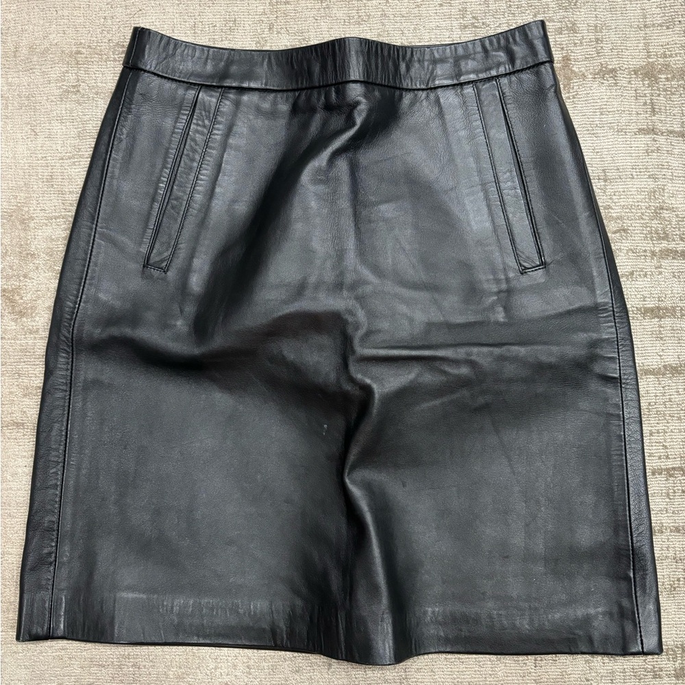 MACPHEE GENUINE LEATHER BLACK LINING MINI SKIRT SIZE 34